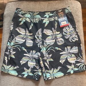 Speedo Black Floral-Print Men’s Swim Shorts